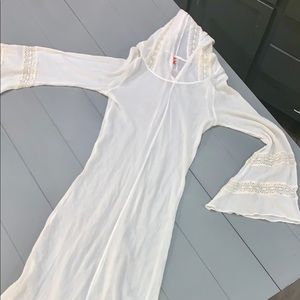Free People White Hooded Cover-Up/Maxi Dress
